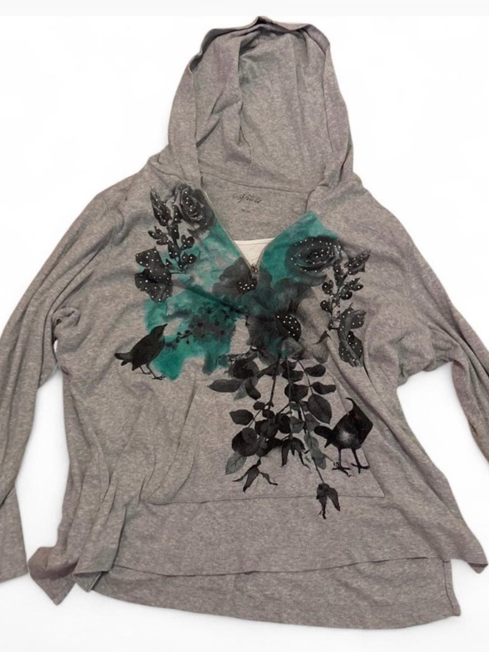 Layered Sweatshirt floral turquoise print